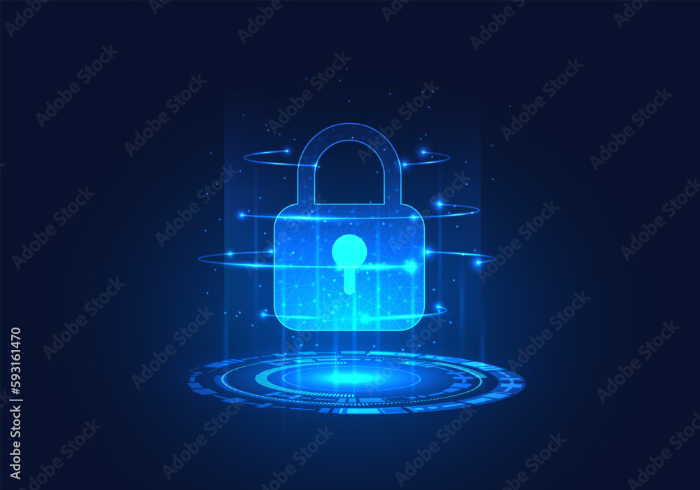 Poster lock set on technology circle it is a smart locking technology that prevents data from being leaked 