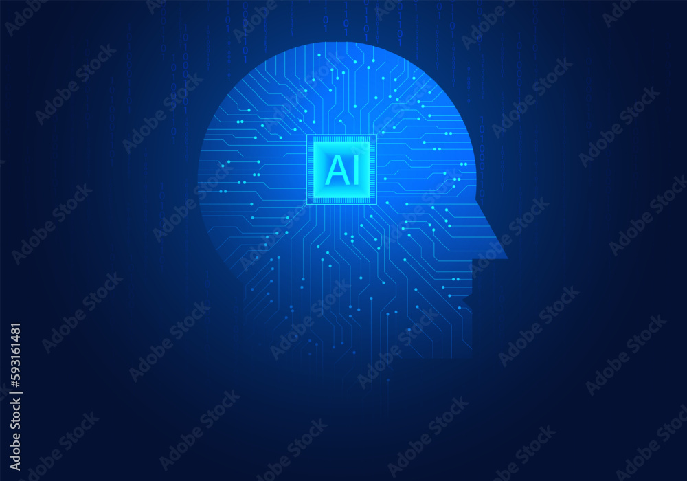 Poster smart technology or artificial intelligence combines work with robots that assistants learn to colle
