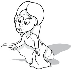 Drawing of a Fairy with Long Hair in a Dress