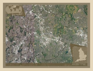 Sandwell, England - Great Britain. High-res satellite. Labelled points of cities