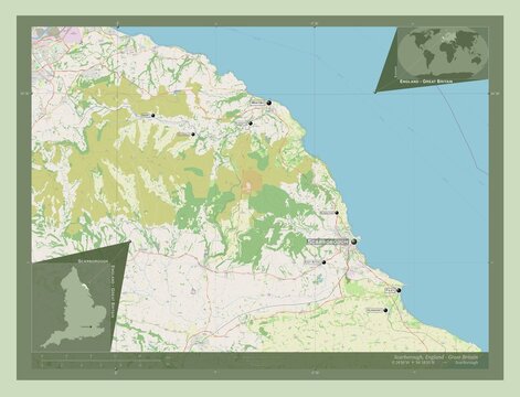 Scarborough, England - Great Britain. OSM. Labelled points of cities