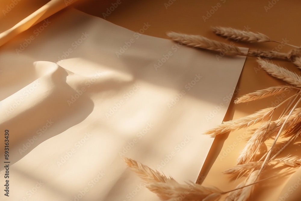 Poster a piece of paper with some dried wheat on it next to a pair of scissors and a pair of scissors on to