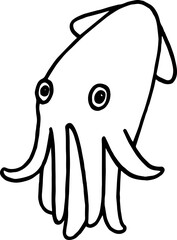 squid coloring outline