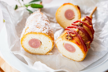 カットしたアメリカンドッグ