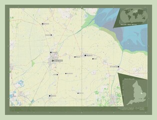 South Holland, England - Great Britain. OSM. Labelled points of cities