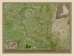 South Kesteven, England - Great Britain. High-res satellite. Labelled points of cities