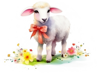 Cute anf Floral Lamb created with Generative AI