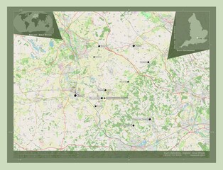 South Oxfordshire, England - Great Britain. OSM. Labelled points of cities