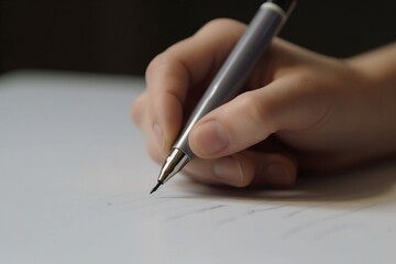 a hand writing with pen