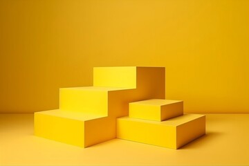 mockup podium for display product yellow background