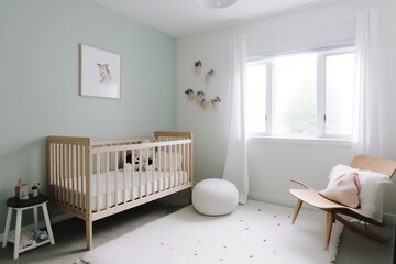 mock up poster frame in modern and simple nursery interior background