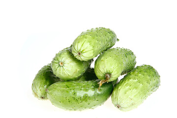 Fresh cucumber on the white background color