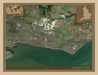 Southend-on-Sea, England - Great Britain. Low-res satellite. Labelled points of cities