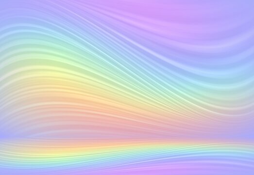 Rainbow wavy striped empty room abstract background 3d. Colorful gradient.