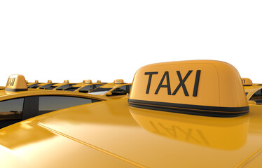 Yellow ev taxi or electric vehicle sign on roof © phonlamaiphoto