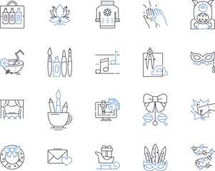 Creative hobies outline icons collection. Painting, Crafting, Sewing, Gardening, Writing, Doodling, Chalk-Art vector and illustration concept set. Beadwork, Woodwork, Knitting linear signs