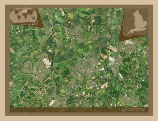 St Albans, England - Great Britain. Low-res satellite. Labelled points of cities