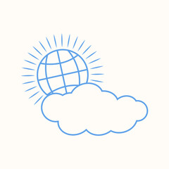 commonwealth day icon, cloud line art.