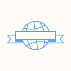 commonwealth day icon, line art symbol of a globe with a ribbon