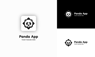 Panda face modern and minimal logo design template