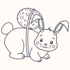 cute bunny coloring book holding eggs