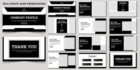 Free Vector real estate presentation slides editable layout use for infographic and corporate slide business PowerPoint presentation 