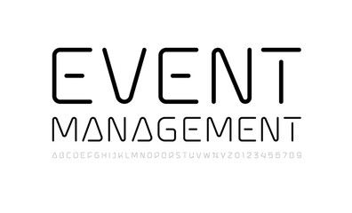 Technical font, digital alphabet, trendy Latin letters from A to Z and Arab numbers from 0 to 9 for you ui ux designs