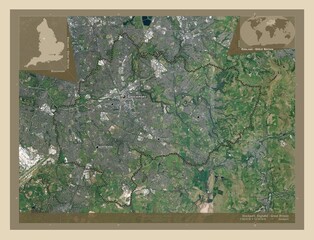 Stockport, England - Great Britain. High-res satellite. Labelled points of cities