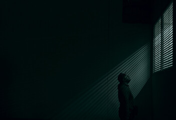 light lines from window frame. interior design, pattern of shado