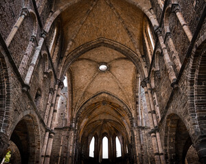 View of ruined abbey in Belgium