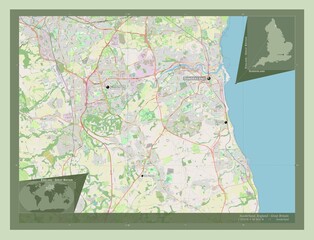 Sunderland, England - Great Britain. OSM. Labelled points of cities