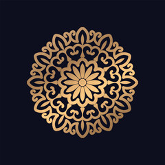Single Floral Golden Mandala Design Background.