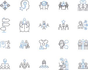 Team networking outline icons collection. Networking, Team, Collaboration, Connecting, Partnership, Discussion, Union vector and illustration concept set. Communication,Association,Interaction linear
