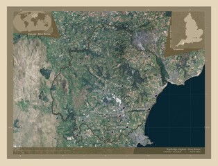 Teignbridge, England - Great Britain. High-res satellite. Labelled points of cities