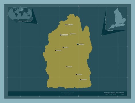 Tandridge, England - Great Britain. Solid. Labelled points of cities