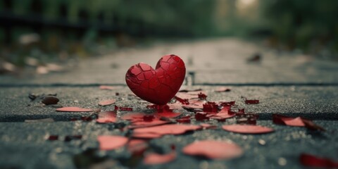 Obraz premium broken heart in pieces, generative ai