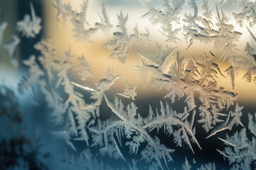  a close up of a frosted window with a blurry background.  generative ai