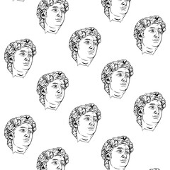 Greek ancient statues seamless vector pattern design
