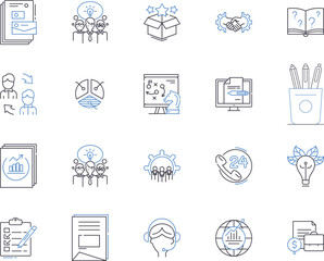 Financial profits outline icons collection. Profits, Financial, Earnings, Gains, Revenue, Profitably, Yield vector and illustration concept set. Revenues, Profitability, Investment linear signs