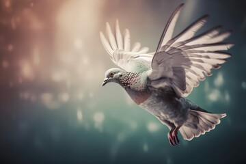  a white bird flying through the air with its wings spread.  generative ai