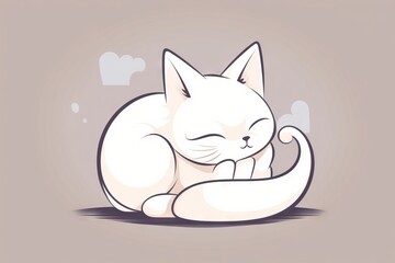  a white cat sleeping on top of a white pillow with its eyes closed.  generative ai