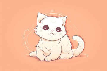  a white cat sitting on top of a pink floor next to a wall.  generative ai