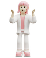 3d woman character figure in isolated background