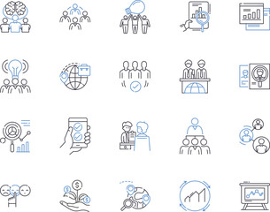 Business growth outline icons collection. Success, Expansion, Profitable, Development, Revenue, Advancement, Efficiency vector and illustration concept set. Prospects, Prosperity, Investing linear