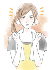 闘志に燃えているハチマキを巻いた女性