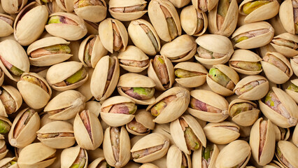 Salted roasted pistachios top view