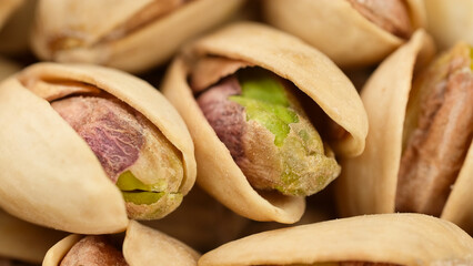 Salted roasted pistachio close up