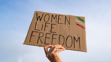 Demonstrator holding 