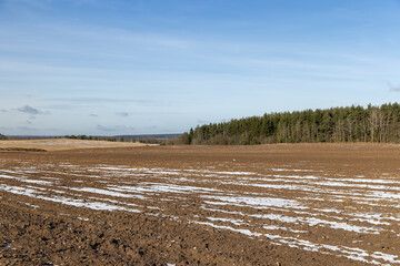 agricultural field for planting plants in winter