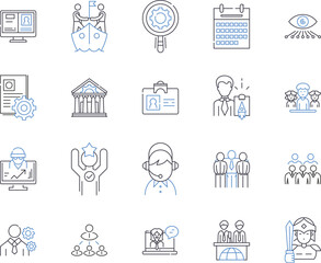 Personal branding outline icons collection. Self-promotion, Identity, Recognition, Reputation, Image, Visibility, Credibility vector and illustration concept set. Influence, Achievement, Networking
